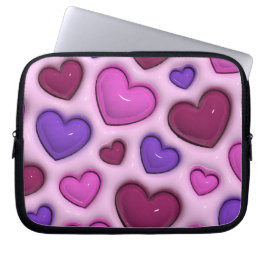 Laptophoes met 3D glanzende harten Laptop Sleeve