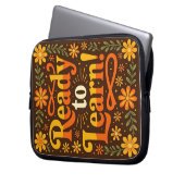 Laptophoes met belettering en bloemen laptop sleeve (Voorkant Links)