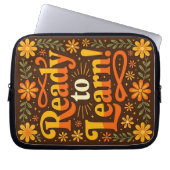 Laptophoes met belettering en bloemen laptop sleeve (Voorkant)