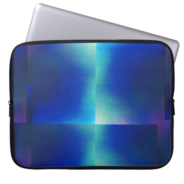 Laptophoes met blauw en Turquoise-design Laptop Sleeve (Voorkant)