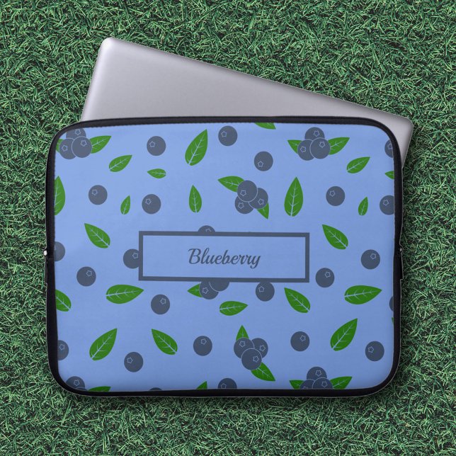 Laptophoes met blauwbes patroon laptop sleeve (Blueberry pattern laptop sleeve)
