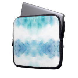 Laptophoes met een blauwe en witte waterverf laptop sleeve