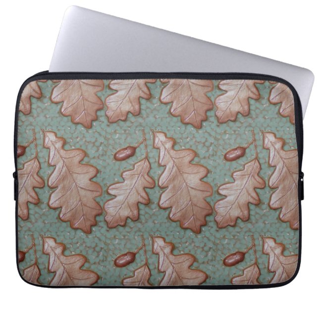 Laptophoes met eikenbladeren laptop sleeve (Voorkant)
