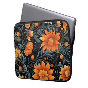 Laptophoes met levendig oranje en geel laptop sleeve