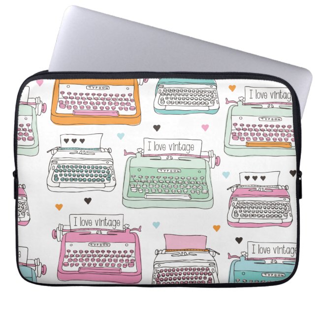  laptophoes met schrijfmachine laptop sleeve (Voorkant)