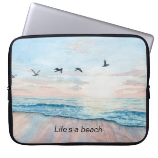 Laptophoes met strandkunst laptop sleeve