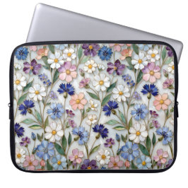 Laptophoes met wilde bloemen motief laptop sleeve