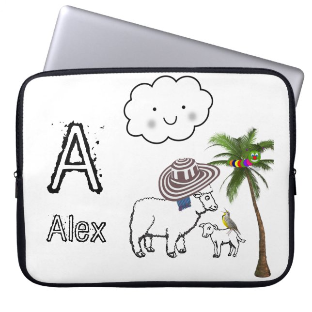 Laptophoes met wolkenpalm laptop sleeve (Voorkant)