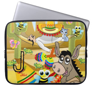 Laptophoes Mexicaans Man Donkey Bumblebee Laptop Sleeve