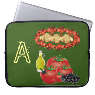 Laptophoes Olijfolie, olijven, brood, tomaat Laptop Sleeve