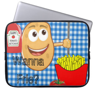 Laptophoes Potato, Franse groeven, Ketchup Laptop Sleeve