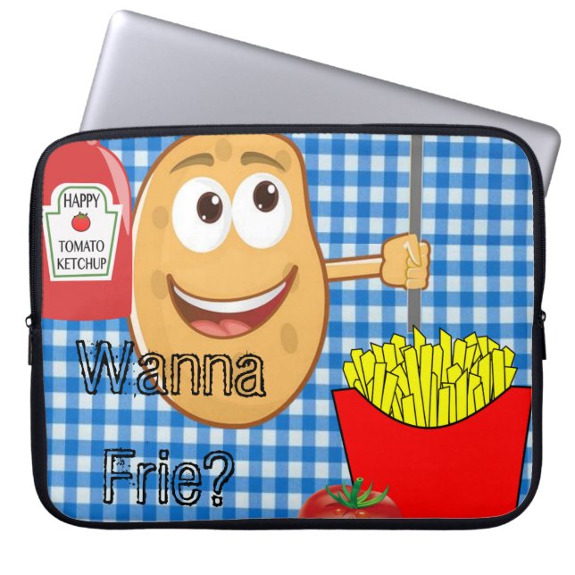 Laptophoes Potato, Franse groeven, Ketchup Laptop Sleeve (Voorkant)