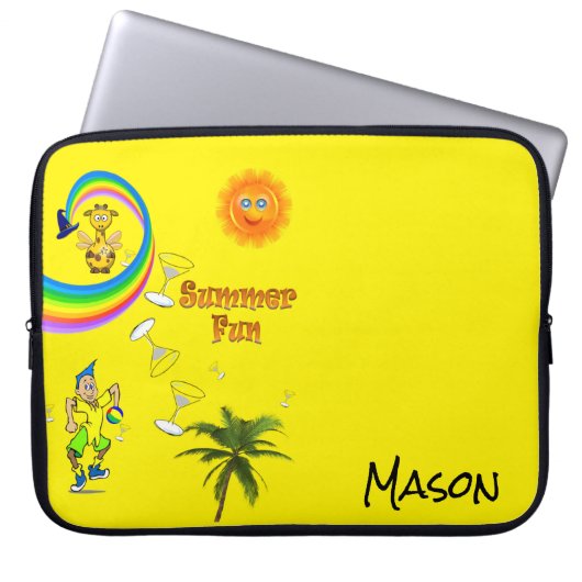 Laptophoes Rainbow Beach Fun Laptop Sleeve (Voorkant)