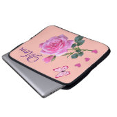Laptophoes Roze Butterfly Hecht Laptop Sleeve (Voorkant onderkant)