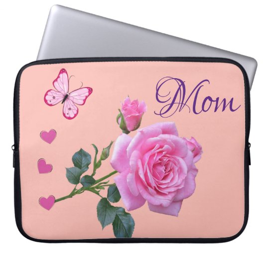 Laptophoes Roze Butterfly Hecht Laptop Sleeve (Voorkant)