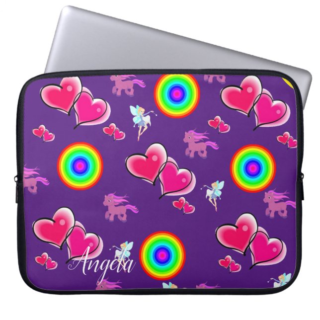 Laptophoes Roze hart Laptop Sleeve (Voorkant)