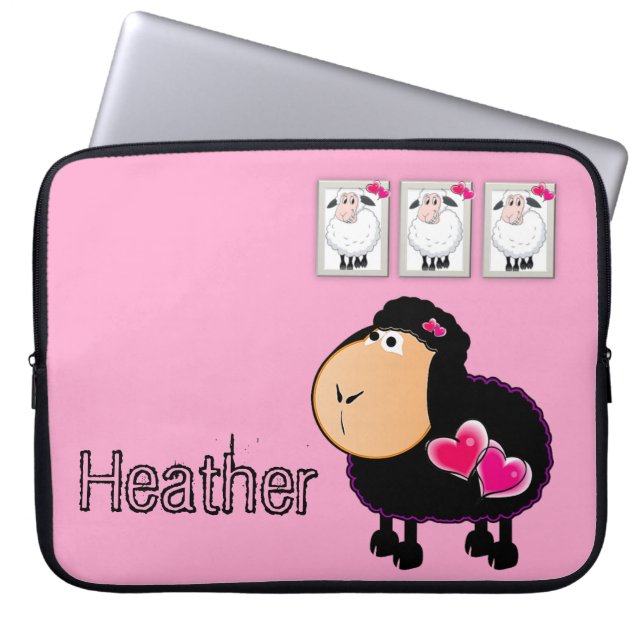 Laptophoes Roze hart Laptop Sleeve (Voorkant)