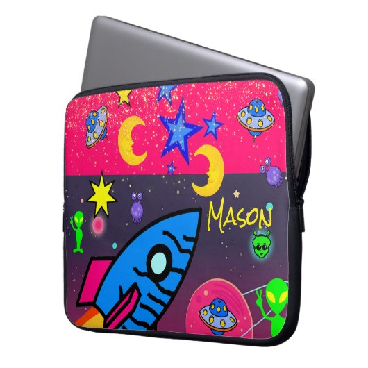 Laptophoes ruimteveer Aliens Astronaut Laptop Sleeve (Voorkant Links)