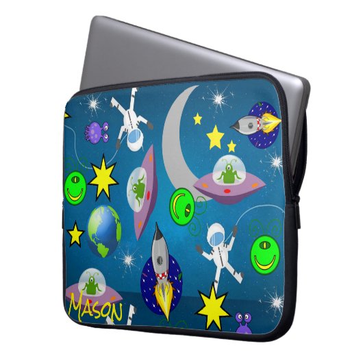 Laptophoes ruimteveer Aliens Astronaut Laptop Sleeve (Voorkant Links)