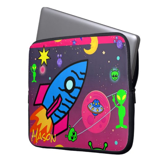 Laptophoes ruimteveer Aliens Astronaut Laptop Sleeve (Voorkant Links)