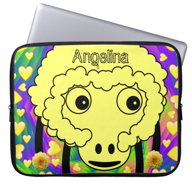 Laptophoes Schapel - Geel hart Laptop Sleeve (Voorkant)