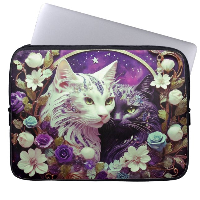 Laptophoes – stijlvolle kat laptop sleeve (Voorkant)