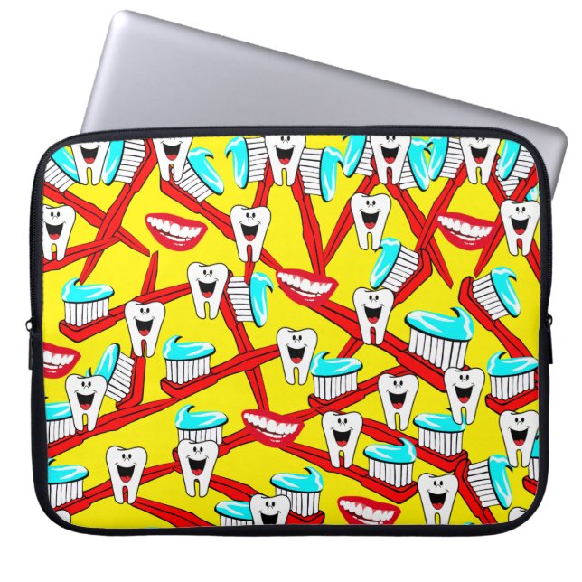 Laptophoes Tandenborstel, Toothpaste, Dentist Laptop Sleeve (Voorkant)