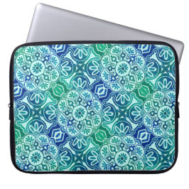 Laptophoes Tribal blauw groen Laptop Sleeve