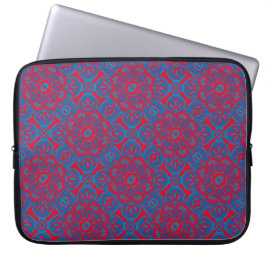 Laptophoes Tribal blauw rood Laptop Sleeve
