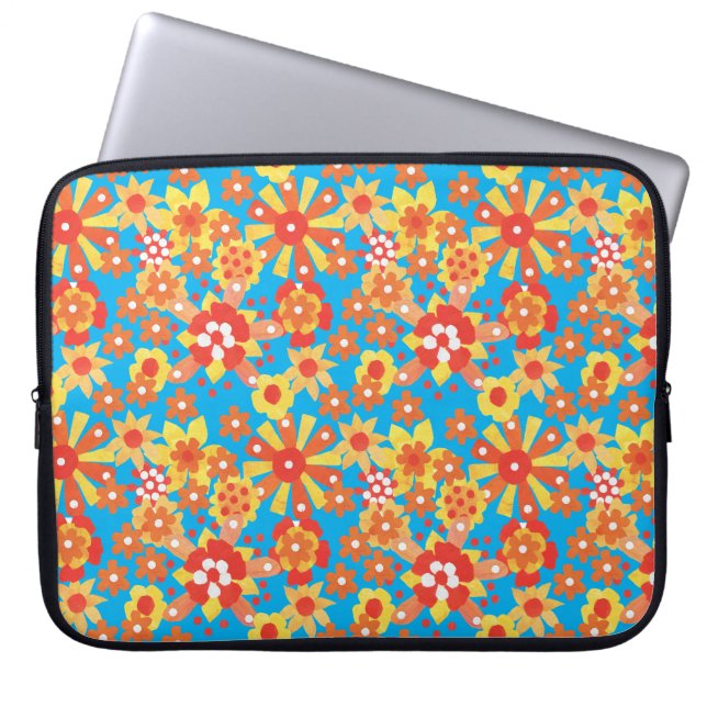 Laptophoes van neopreen, Ditsy Flowers Laptop Sleeve (Voorkant)