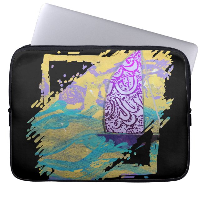 Laptophoes - Verfmonster Lavendelzeil Laptop Sleeve (Voorkant)