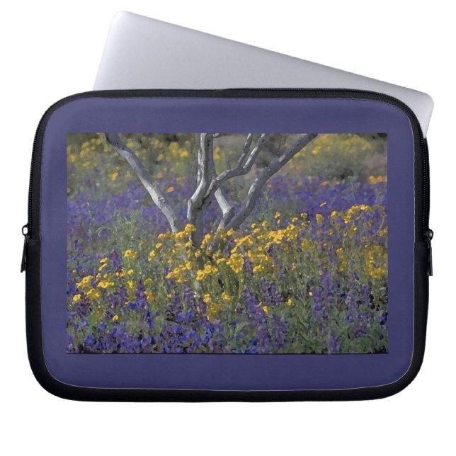 Laptophoes voor Californische lupine en papavers Laptop Sleeve (Voorkant)