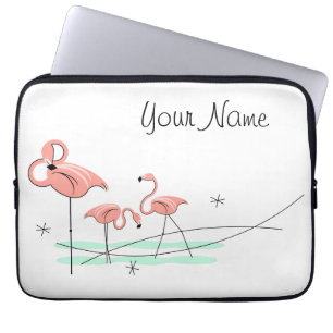 Laptophoes voor Flamingo Ocean Trio Name Laptop Sleeve