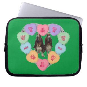 Laptophoesje Candy Love Hearts  met Bassets Laptop Sleeve