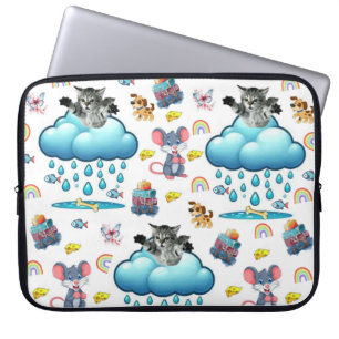 Laptophoesje Hond Kat Muis Regenboog Vis Botten Laptop Sleeve