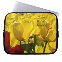 Laptophoezen Gele Tulp Bloemen Verpleegster Cadeau