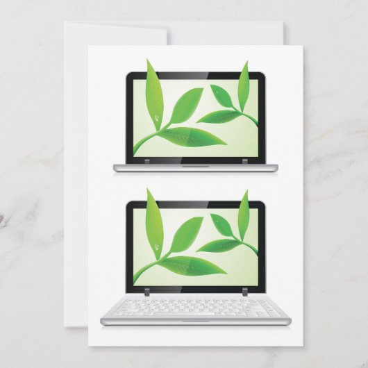 Laptops met bladeren kaart (Voorkant)