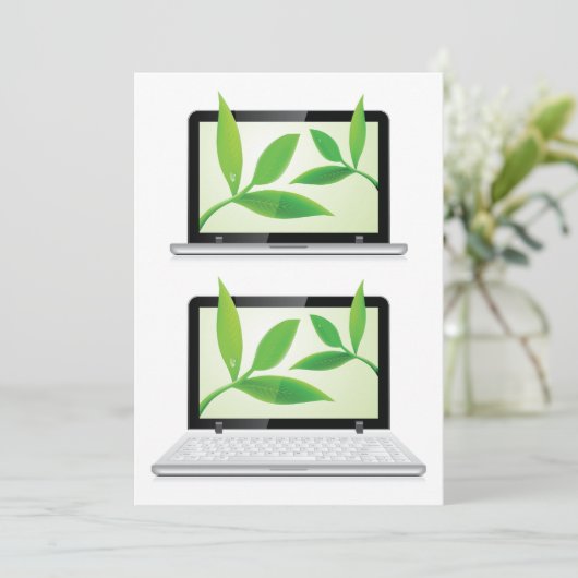 Laptops met bladeren kaart (Staand voorkant)