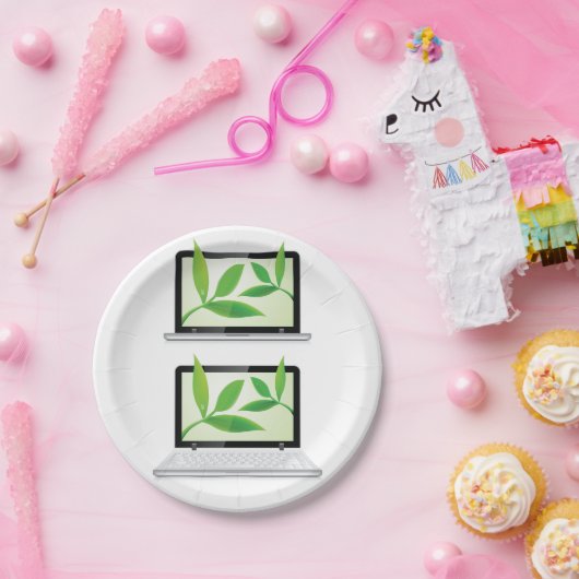 Laptops met Borden op papier Papieren Bordje (Feest)