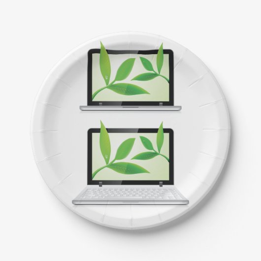 Laptops met Borden op papier Papieren Bordje (Voorkant)