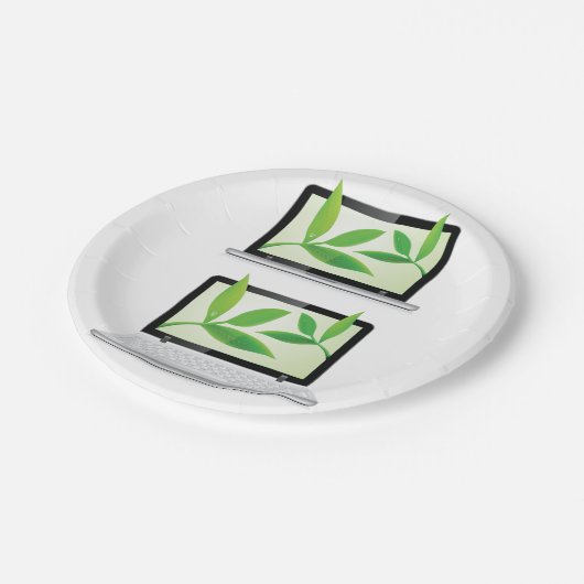 Laptops met Borden op papier Papieren Bordje (Gekanteld)