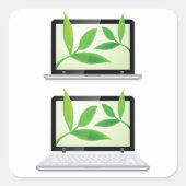Laptops met Leaves Square Sticker (Voorkant)