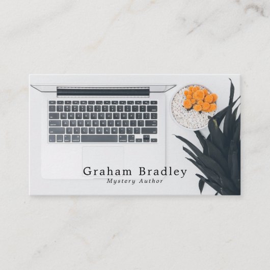 Laptopscherm, schrijvers visitekaartje (Voorkant)