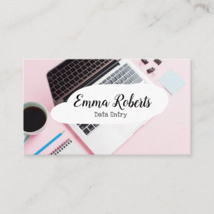 Laptoptas Roze Vrouw Werk Data-invoer Visitekaartje