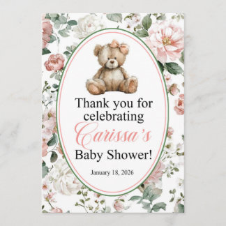 LAQUITA knuffelbeer Baby Shower bord voor Carissa Kaart