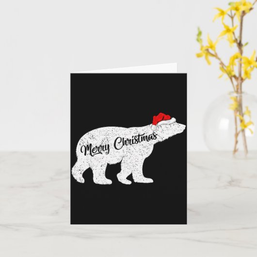 Lar Bear Animal Lover Xmas Santa Hat Lar Bear Chri Kaart (Gele Bloem)