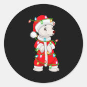 Lar Bear Christmas Lights Santa Costume Cute Anima Ronde Sticker (Voorkant)