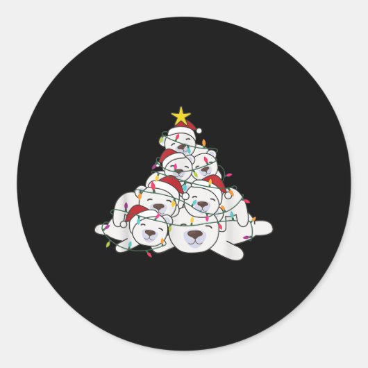Lar Bear Christmas Tree Funny Animal Christmas Lar Ronde Sticker (Voorkant)