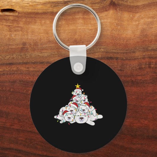 Lar Bear Christmas Tree Funny Animal Christmas Lar Sleutelhanger (Voorkant)