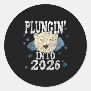 Lar Bear Plunge - Duiken in het koude nieuwjaar 20 Ronde Sticker